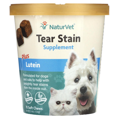 NaturVet, Tear Stain Plus Lutein, For Dogs & Cats, 70 Soft Chews, 5.4 oz (154 g) - Supply Center USA