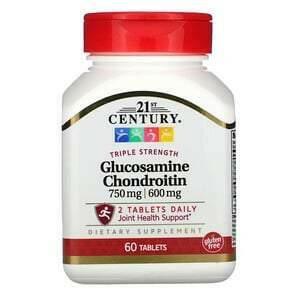 21st Century, Glucosamine / Chondroitin, Triple Strength, 750 mg / 600 mg, 60 Tablets - Supply Center USA