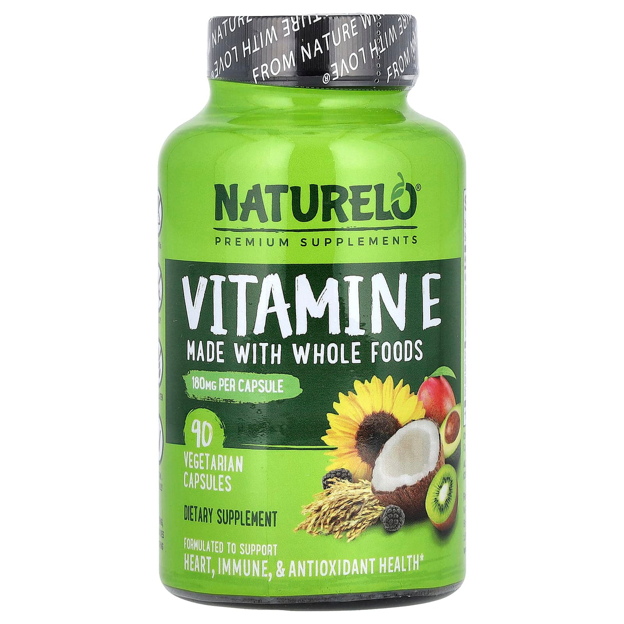 NATURELO, Vitamin E, Made with Whole Foods, 180 mg, 90 Vegetarian Capsules