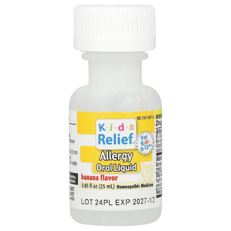 Homeolab USA, Kids Relief®, Allergy Oral Liquid, 0-12 Yrs, Banana, 0.85 fl oz (25 ml) - Supply Center USA