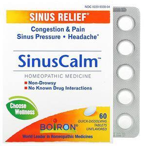 Boiron, SinusCalm, Sinus Relief, Unflavored, 60 Quick-Dissolving Tablets - Supply Center USA