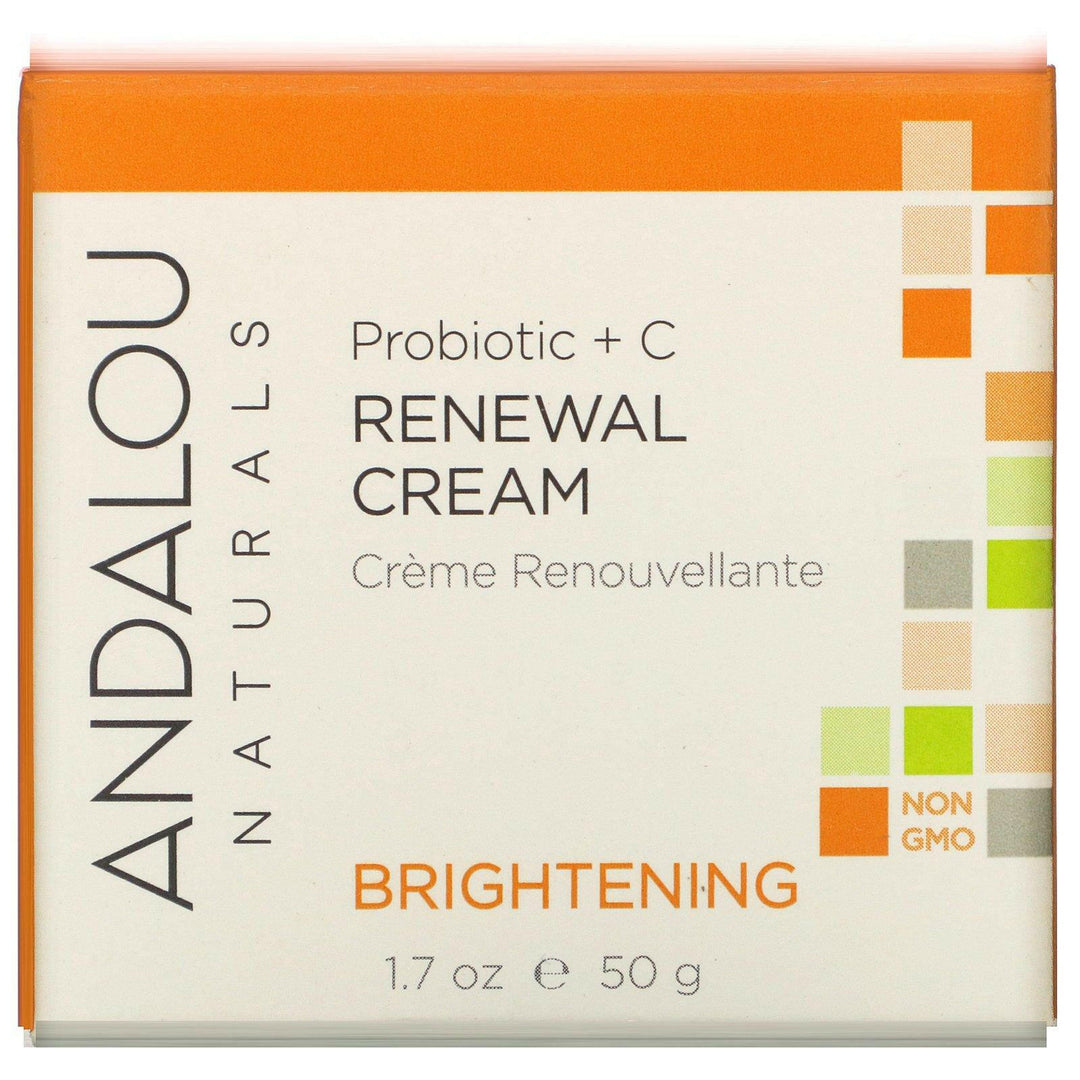 Andalou Naturals, Renewal Cream, Probiotic + C, Brightening, 1.7 fl oz (50 ml) - HealthCentralUSA