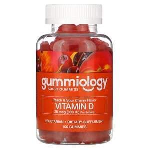 Gummiology, Adult Gummies, Vitamin D3 Gummies, No Gelatin, Peach & Sour Cherry Flavors, 100 Vegetarian Gummies - Supply Center USA