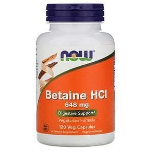 Now Foods, Betaine HCL, 648 mg, 120 Veg Capsules - Supply Center USA