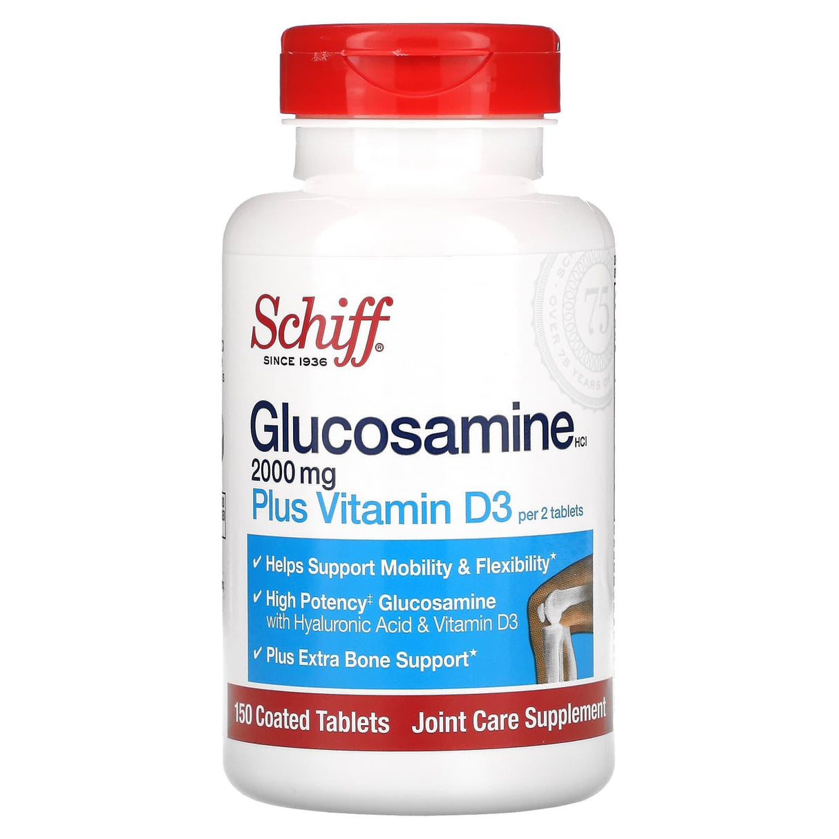 Schiff, Glucosamine HCl Plus Vitamin D3, 1,000 mg, 150 Coated Tablets - Supply Center USA