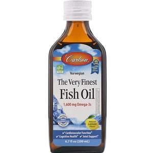 Carlson Labs, Norwegian, The Very Finest Fish Oil, Natural Lemon Flavor, 1,600 mg, 6.7 fl oz (200 ml) - Supply Center USA