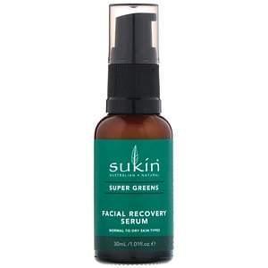 Sukin, Super Greens, Facial Recovery Serum, 1.01 fl oz (30 ml) - Supply Center USA