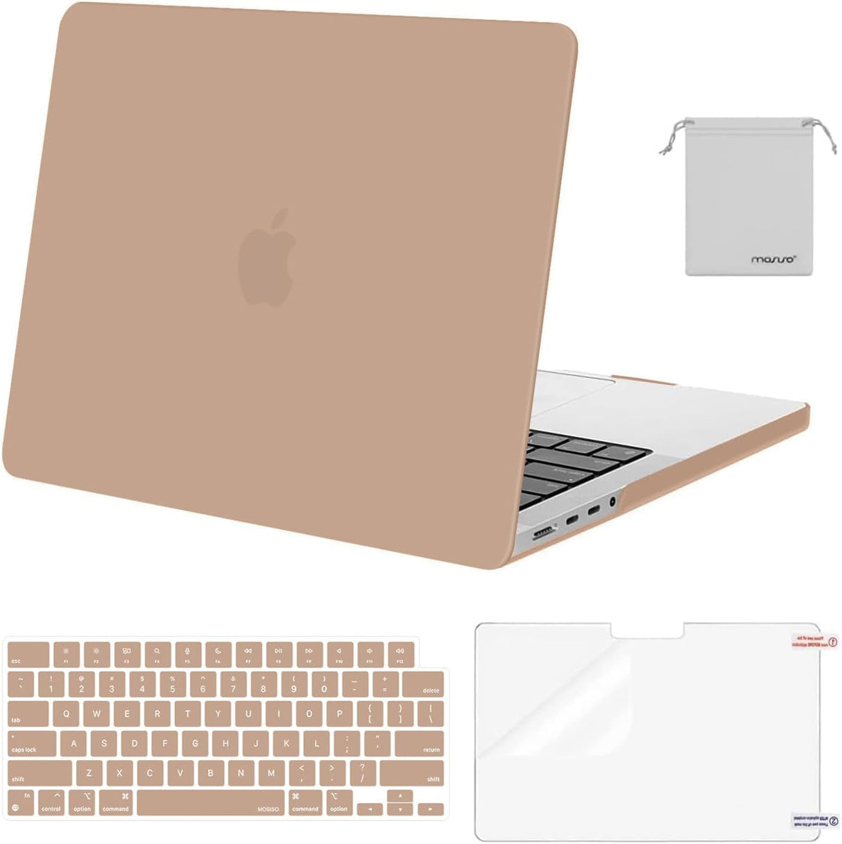 MOSISO Compatible with Macbook Pro 14 Inch Case 2024 2023 2022 2021 M4 M3 M2 M1 Pro Max A3112 A3185 A3401 A2918 A2992 A2779 A2442, Plastic Hard Shell&Keyboard Cover&Screen Film&Pouch, Black