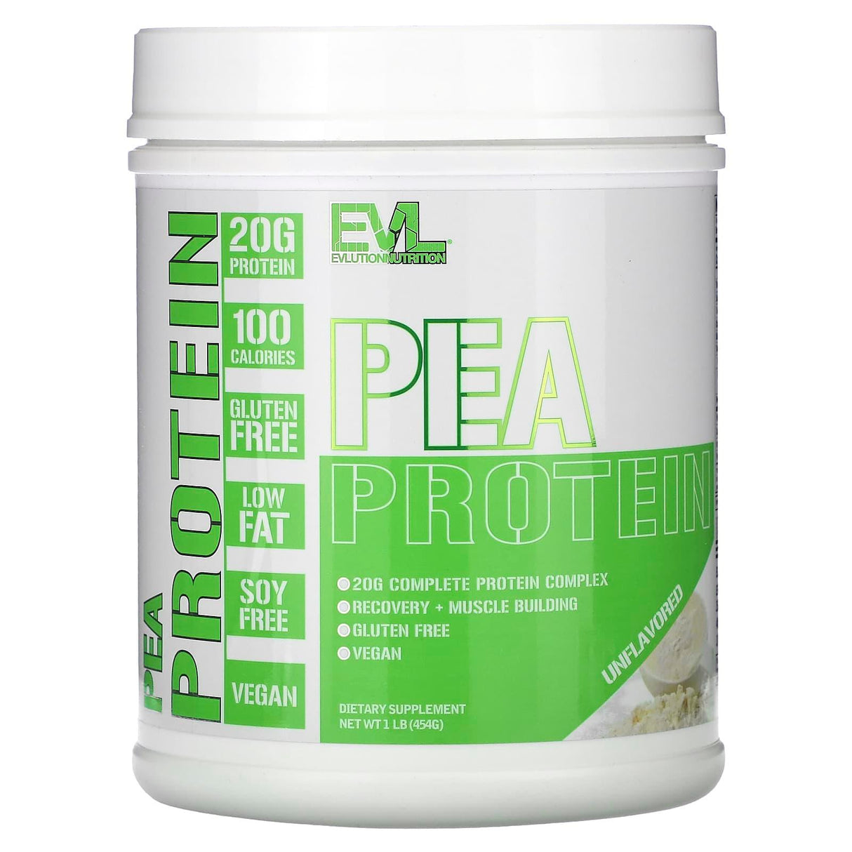 EVLution Nutrition, Pea Protein, Unflavored, 1 lb (454 g) - Supply Center USA