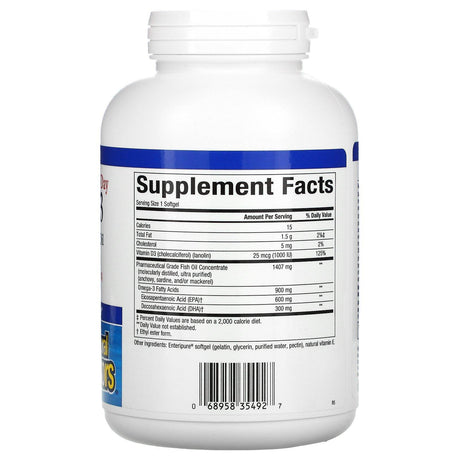 Natural Factors, Ultra Strength Rx Omega-3 with Vitamin D3, 900 mg EPA/DHA, 150 Enteripure Softgels - Supply Center USA