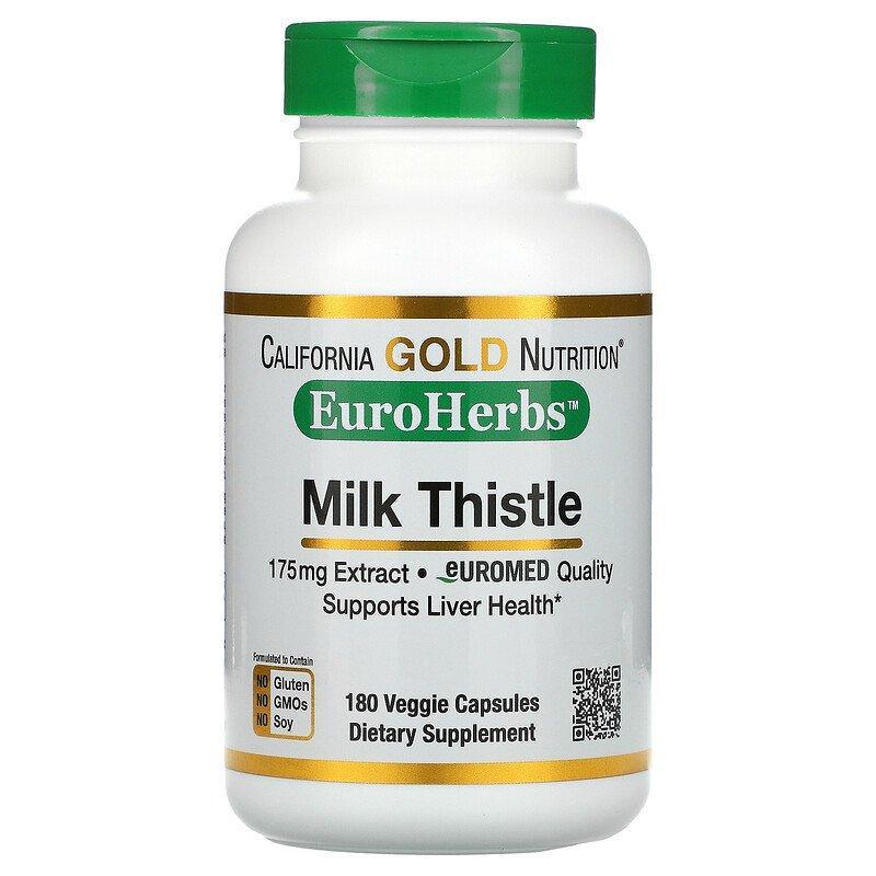 California Gold Nutrition, Milk Thistle Extract, 80% Silymarin, EuroHerbs, Clinical Strength, 180 Veggie Capsules - HealthCentralUSA