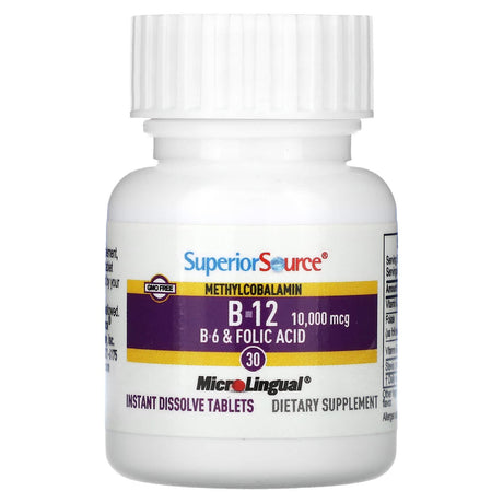 Superior Source, Methylcobalamin B-12, B-6 & Folic Acid, 30 MicroLingual Instant Dissolve Tablets - Supply Center USA