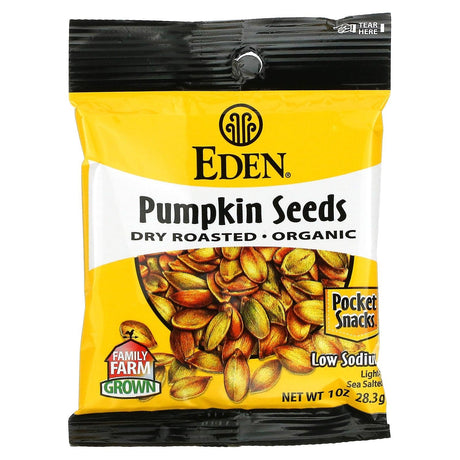 Eden Foods, Pocket Snacks, Organic Pumpkin Seeds, Dry Roasted, 12 Packages, 1 oz (28.3 g) Each - Supply Center USA