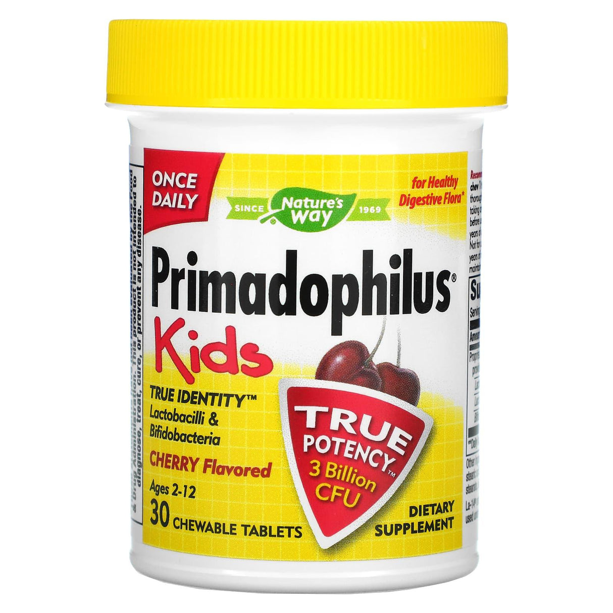 Nature's Way, Primadophilus, Kids, Age 2-12, Orange Flavored, 3 Billion CFU, 30 Chewable Tablets - Supply Center USA