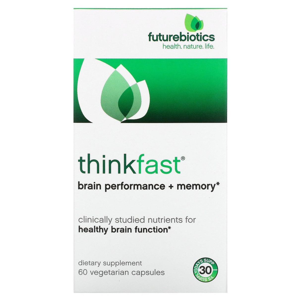 Futurebiotics, ThinkFast, Brain Performance + Memory, 60 Vegetarian Capsules - Supply Center USA