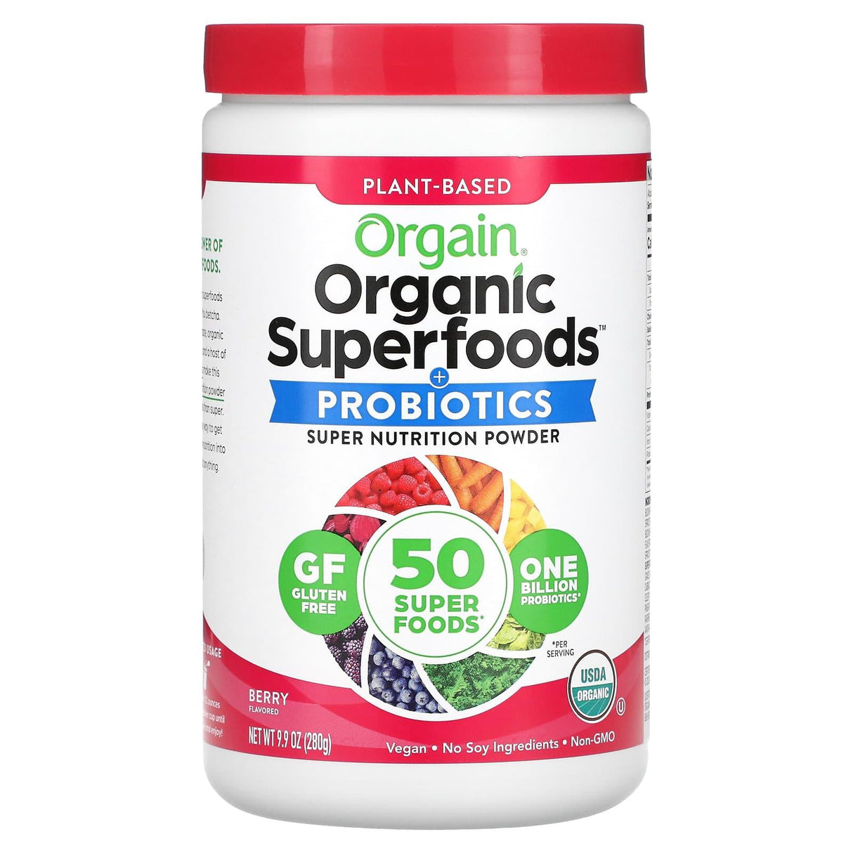 Orgain, Organic Superfoods + Probiotics Super Nutrition Powder, Berry, 9.9 oz (280 g) - Supply Center USA