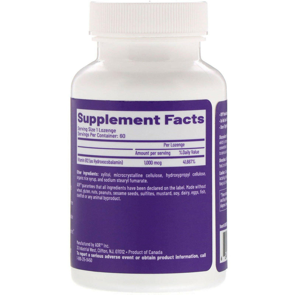 Advanced Orthomolecular Research AOR, Hydroxy B12, 1 mg, 60 Lozenges - HealthCentralUSA