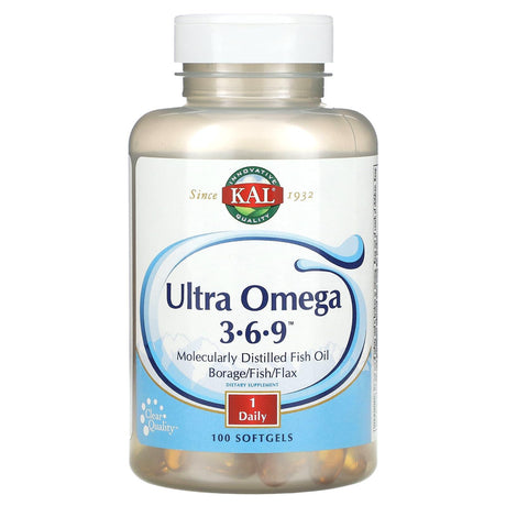 KAL, Ultra Omega 3-6-9, 100 Softgels - Supply Center USA