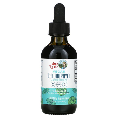 MaryRuth Organics, Vegan Chlorophyll Liquid Drops, Peppermint, 16.6 mg, 2 fl oz (60 ml) - Supply Center USA