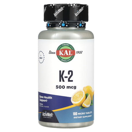 KAL, K-2, Lemon, 500 mcg, 100 Micro Tablets - Supply Center USA