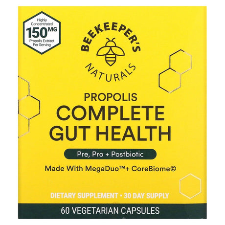 Beekeeper's Naturals, Propolis Complete Gut Health, 60 Vegetarian Capsules - Supply Center USA