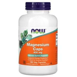 Now Foods, Magnesium Caps, 400 mg, 180 Veg Capsules - HealthCentralUSA