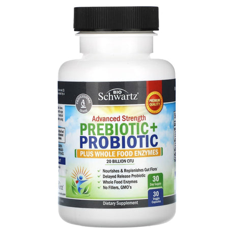 BioSchwartz, Advanced Strength, Prebiotic+Probiotic, 20 Billion CFU, 30 Veggie Capsules - Supply Center USA