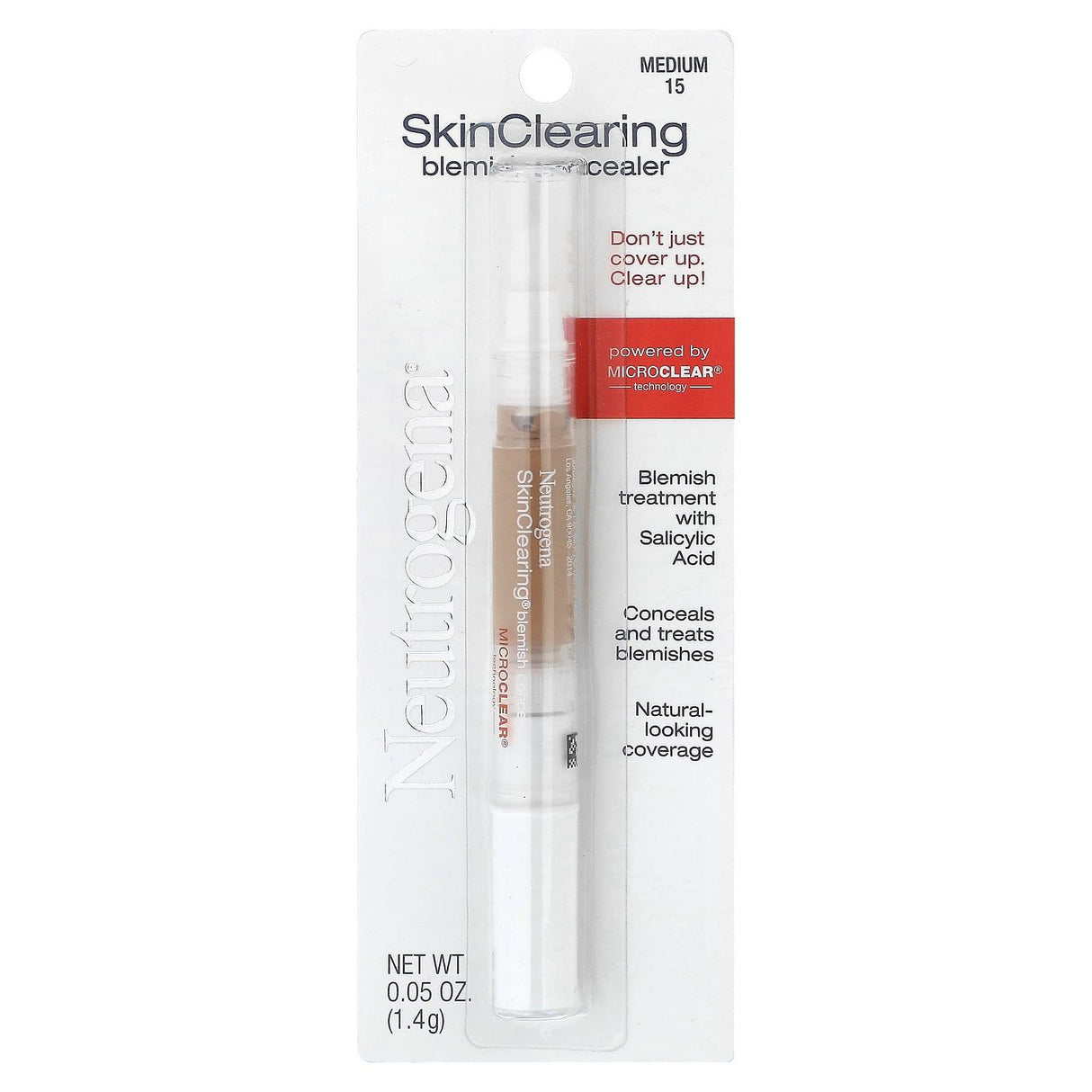 Neutrogena, SkinClearing Blemish Concealer, Medium 15, 0.05 oz (1.4 g) - Supply Center USA