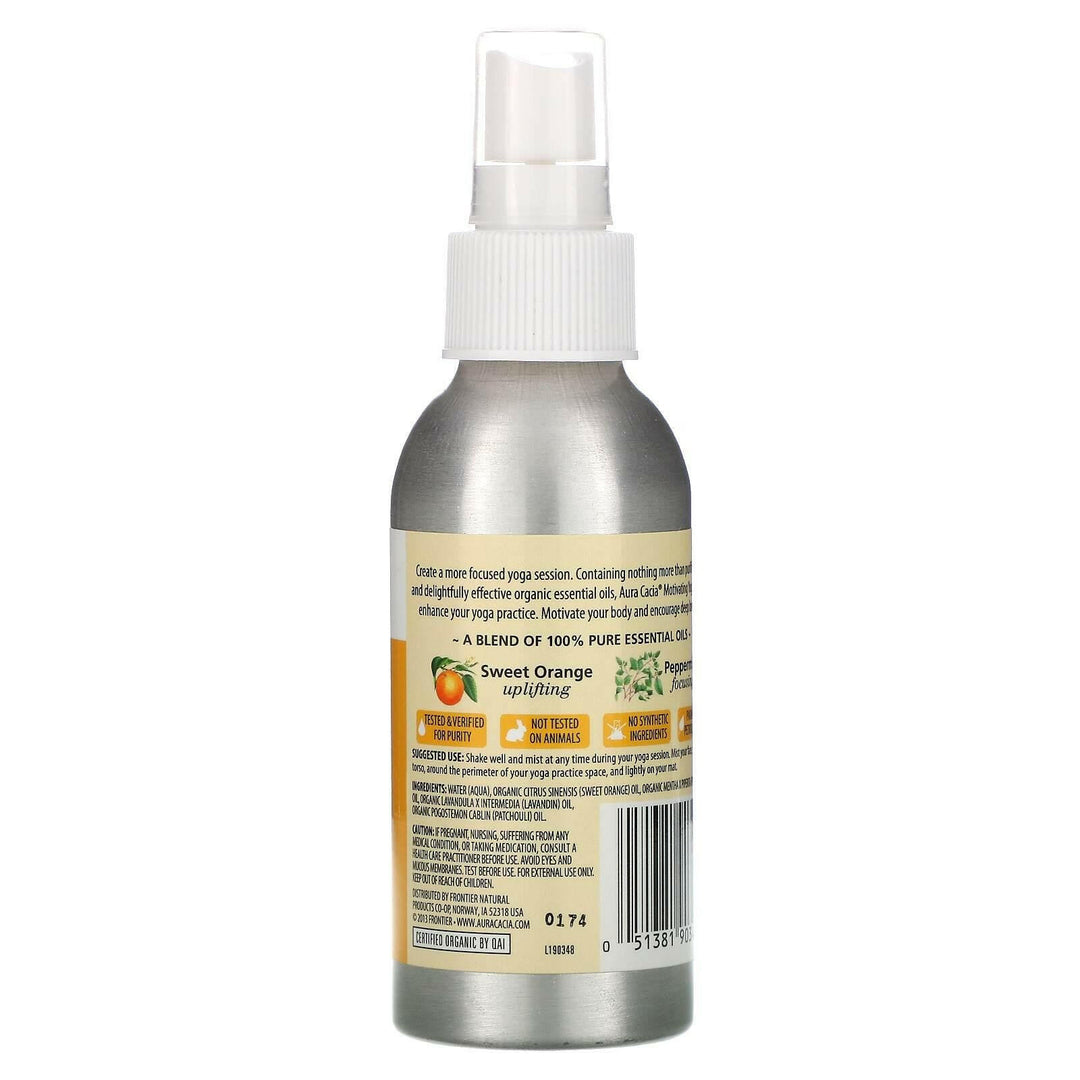 Aura Cacia, Organic, Yoga Mist, Motivating, Sweet Orange & Peppermint, 4 fl oz (118 ml) - HealthCentralUSA