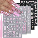 VOTACOS Flower Nail Art Stickers Decals 5D Embossed Nail Decals Spring Summer Daisy Nail Art Design Self-Adhesive Nail Supplies Accessories 3D Flower Nail Stickers for Women Nail DIY Decoration