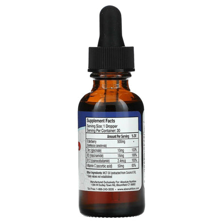 Absolute Nutrition, Immunity, Zinc with Elderberry, Vitamin C & Vitamin B, 1 oz (30 ml) - Supply Center USA