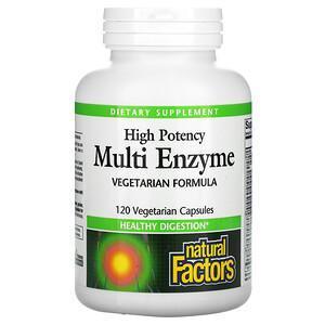 Natural Factors, High Potency, Multi Enzyme, 120 Vegetarian Capsules - Supply Center USA