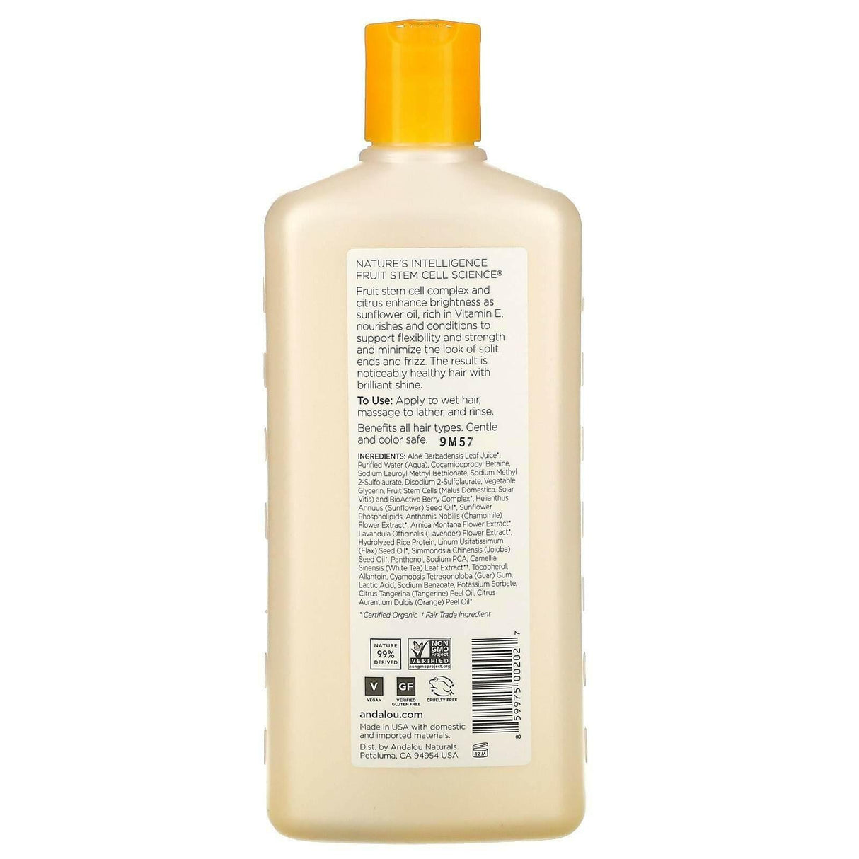 Andalou Naturals, Shampoo, Brilliant Shine, For Strength and Vitality, Sunflower & Citrus, 11.5 fl oz (340 ml) - Supply Center USA