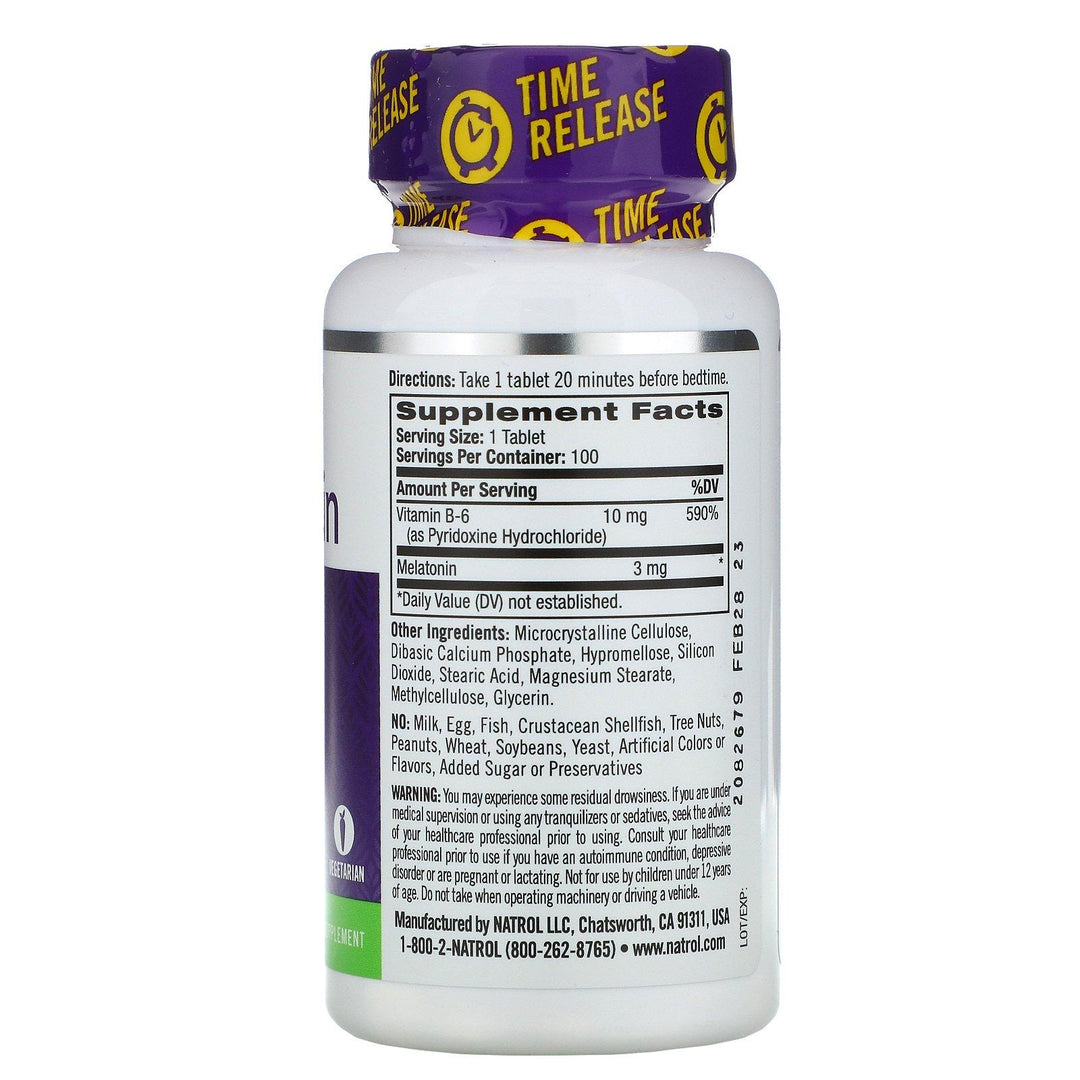 Natrol, Melatonin, Time Release, 3 mg, 100 Tablets - HealthCentralUSA