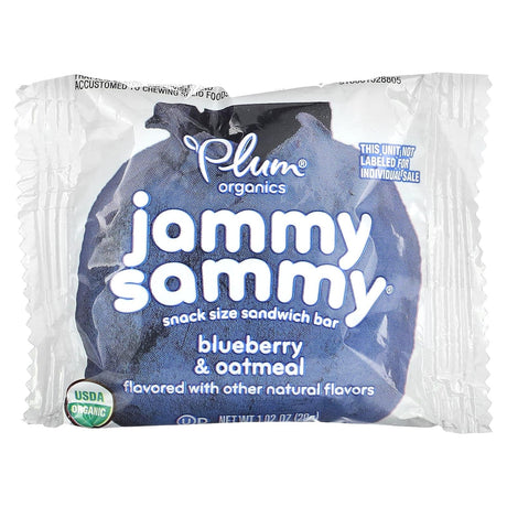 Plum Organics, Jammy Sammy, Snack Size Sandwich Bar, 15 Months & Up, Blueberry & Oatmeal, 5 Bars, 1.02 oz (29 g) Each - Supply Center USA