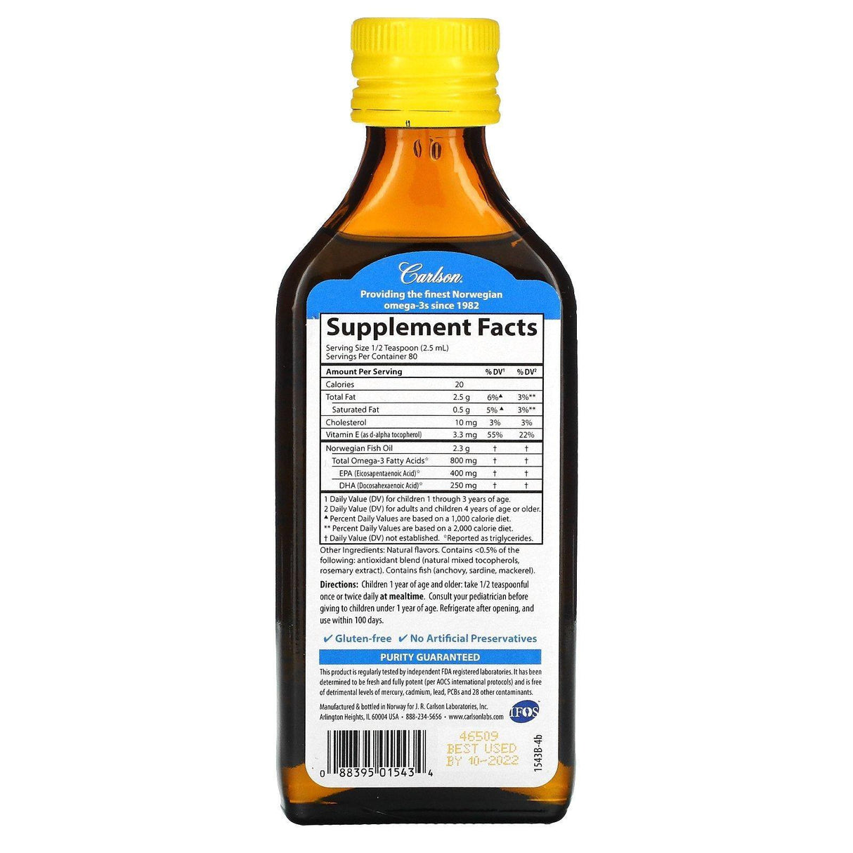 Carlson Labs, Kid's Norwegian, The Very Finest Fish Oil, Natural Lemon, 800 mg, 6.7 fl oz (200 ml) - Supply Center USA