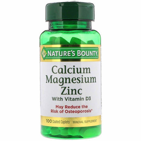 Nature's Bounty, Calcium Magnesium Zinc with Vitamin D3, 100 Coated Caplets - Supply Center USA