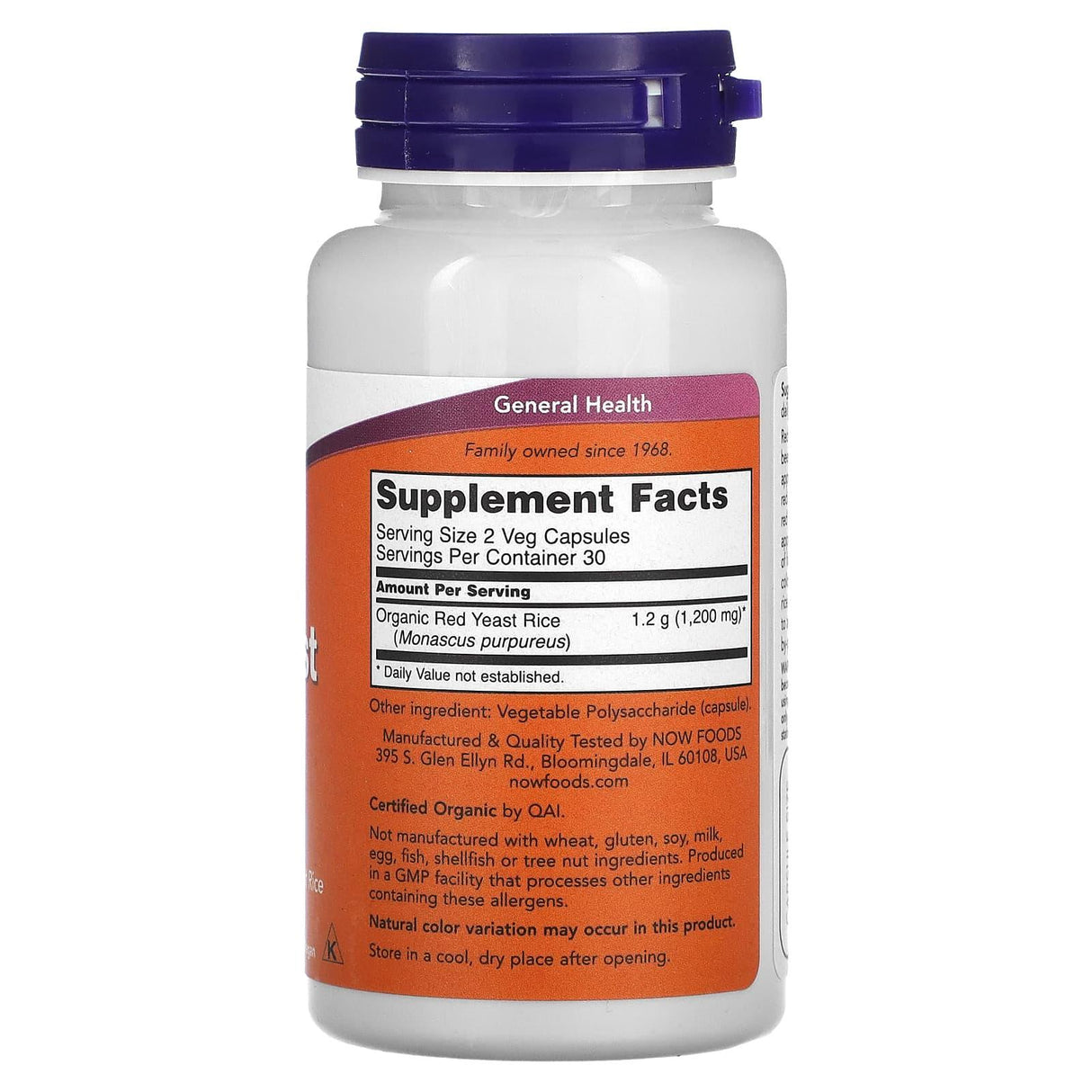 NOW Foods, Red Yeast Rice, 600 mg, 60 Veg Capsules - Supply Center USA