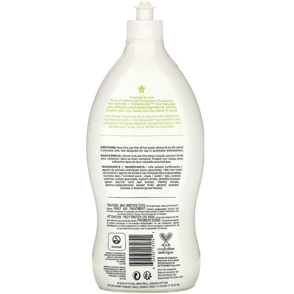 ATTITUDE, Dishwashing Liquid, Green Apple & Basil, 23.7 fl oz (700 ml) - HealthCentralUSA