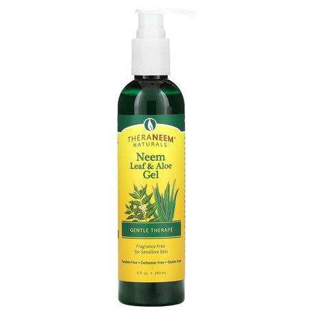 Organix South, TheraNeem Naturals, Neem Leaf & Aloe Gel, Gentle Therapé, Fragrance Free, 8 fl oz (240 ml) - Supply Center USA