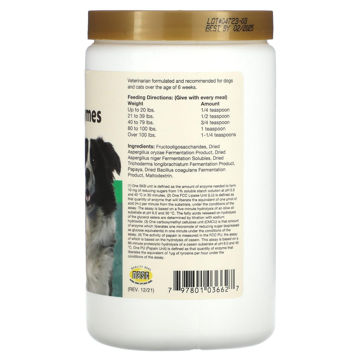 NaturVet, Digestive Enzymes Plus Pre & Probiotic, For Dogs & Cats, 8 oz (228 g) - Supply Center USA