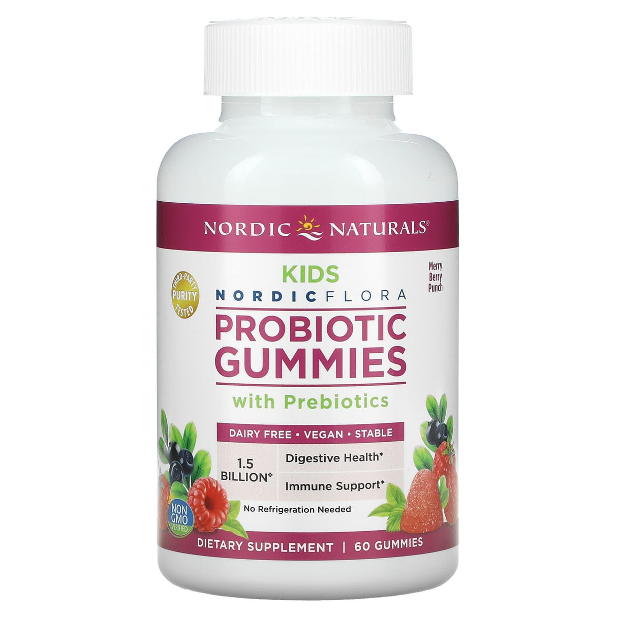 Nordic Naturals, Probiotic Gummies Kids, Merry Berry Punch, 60 Gummies - Supply Center USA