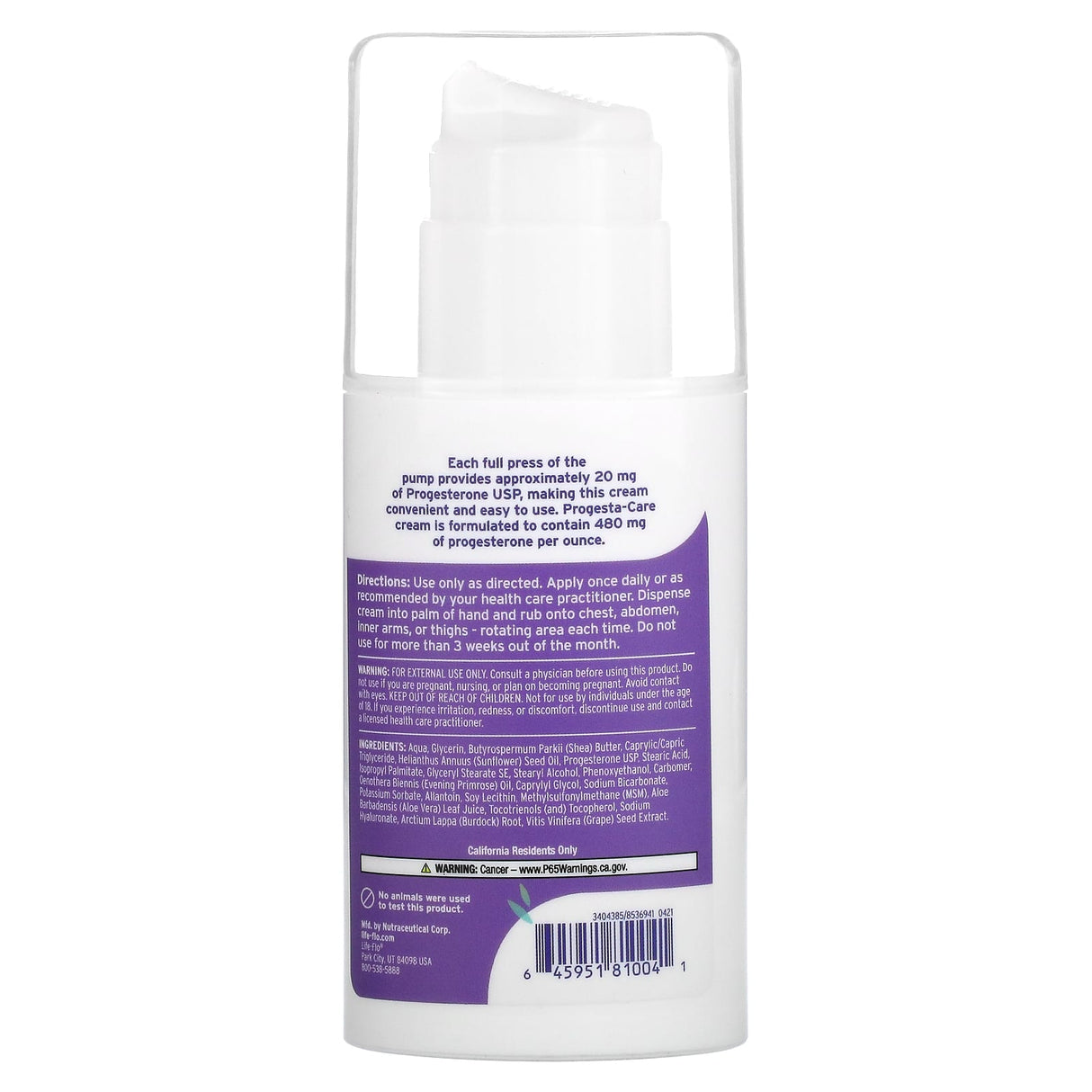 Life-flo, Progesta Care, Progesterone Body Cream, 4 fl oz (118 ml) (Discontinued Item)