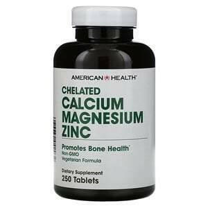 American Health, Chelated Calcium Magnesium Zinc, 250 Tablets - HealthCentralUSA