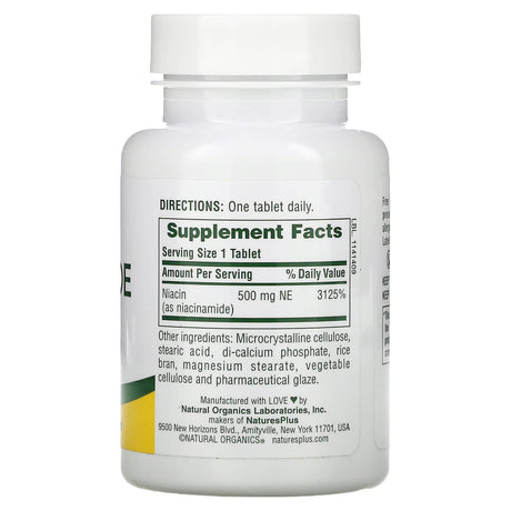 NaturesPlus, Sustained Release Niacinamide, 1000 mg, 90 Tablets - Supply Center USA