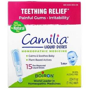 Boiron, Camilia, Teething Relief, 1 Months & Up, 15 Pre-Measured Liquid Doses, .034 fl oz (1 ml) Each - HealthCentralUSA