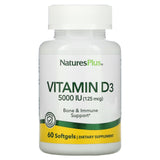 NaturesPlus, Vitamin D3, 125 mcg (5,000 IU), 60 Softgels - Supply Center USA