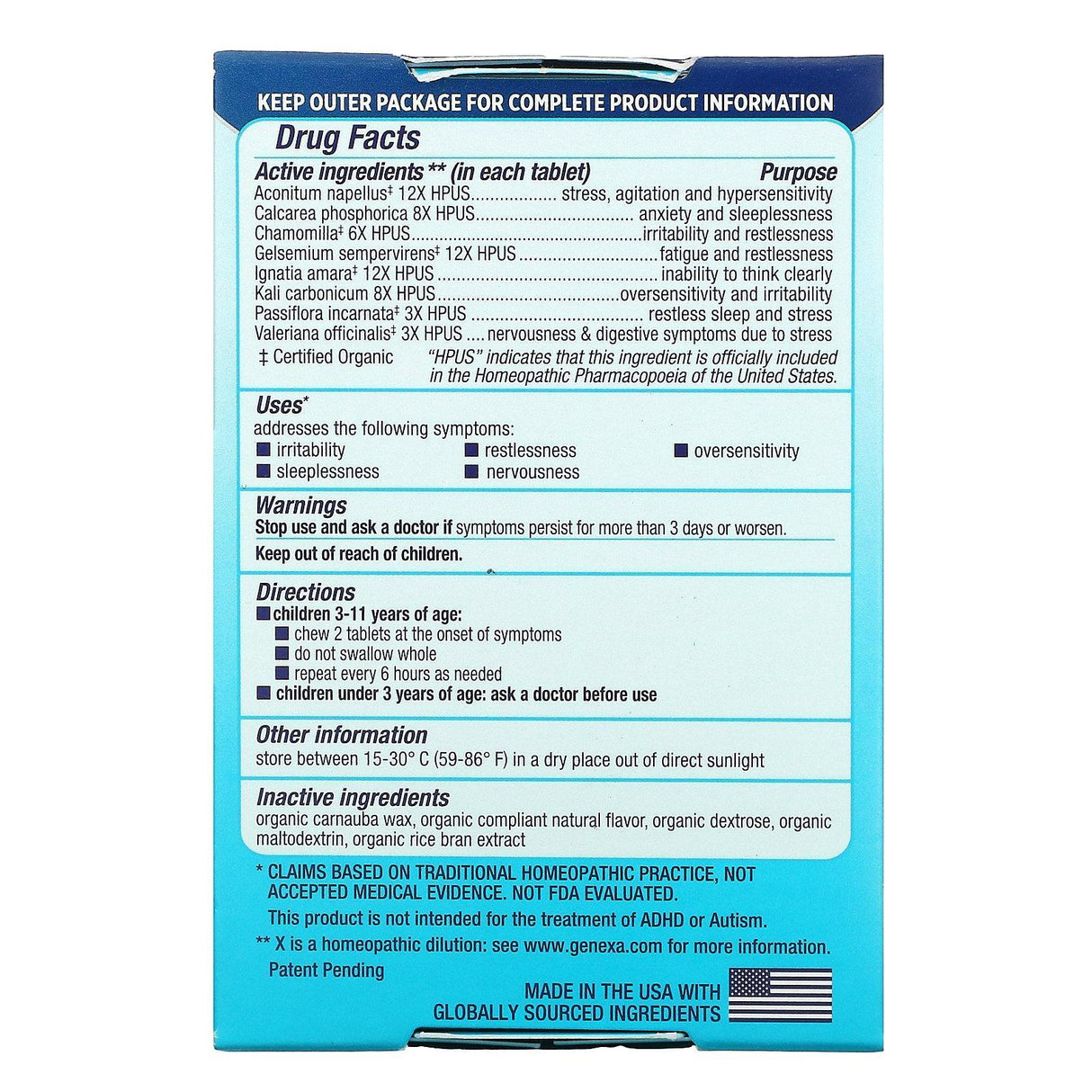 Genexa, Children's Calm Keeper, Calming & Relaxation, Ages 3+, Vanilla Lavender, 60 Chewable Tablets - Supply Center USA