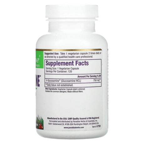 Paradise Herbs, V-Glucosamine, 120 Vegetarian Capsules - Supply Center USA