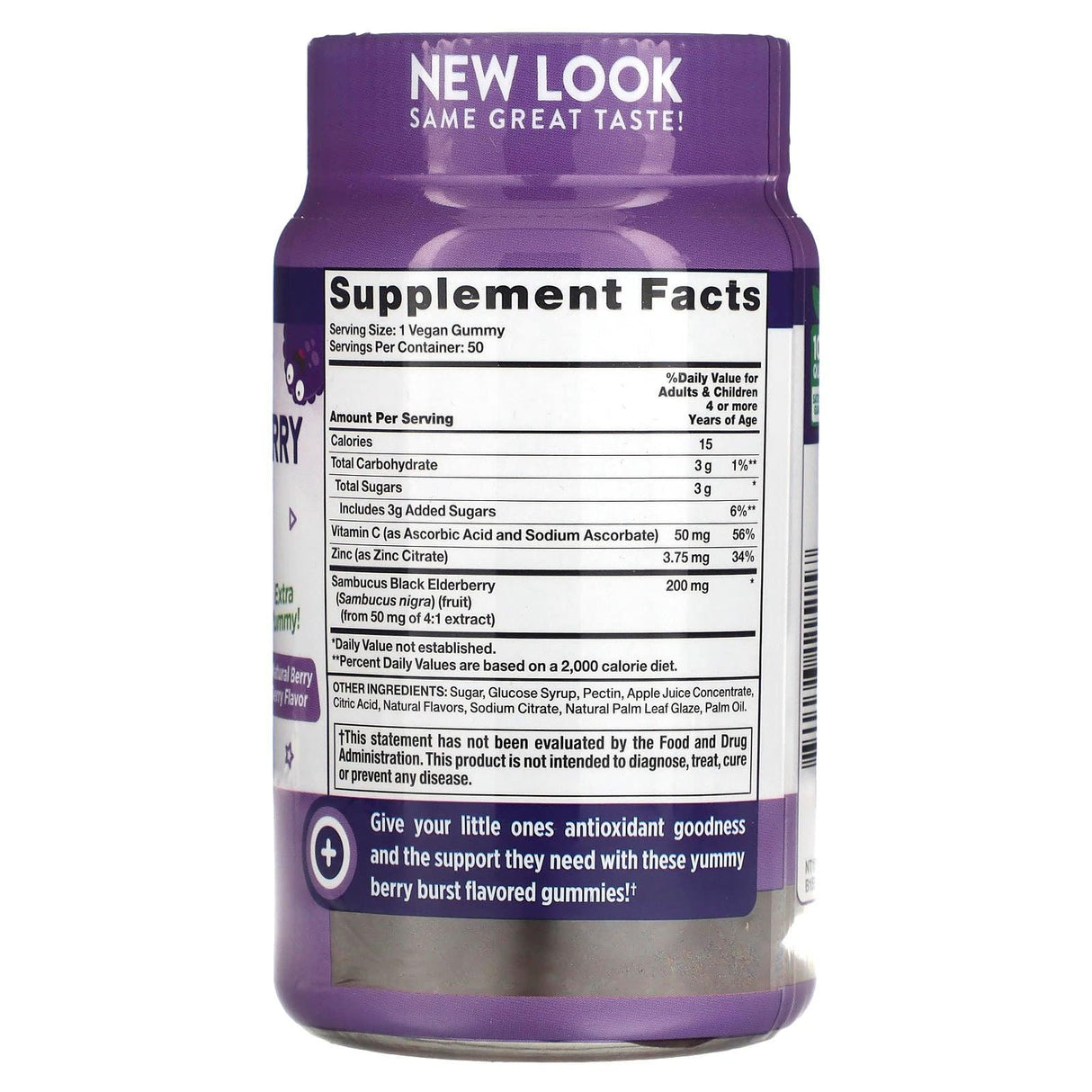 Nature's Truth, Just 4 Kids, Black Elderberry + Vitamin C, Zinc, Natural Berry Berry, 50 Vegan Gummies - Supply Center USA